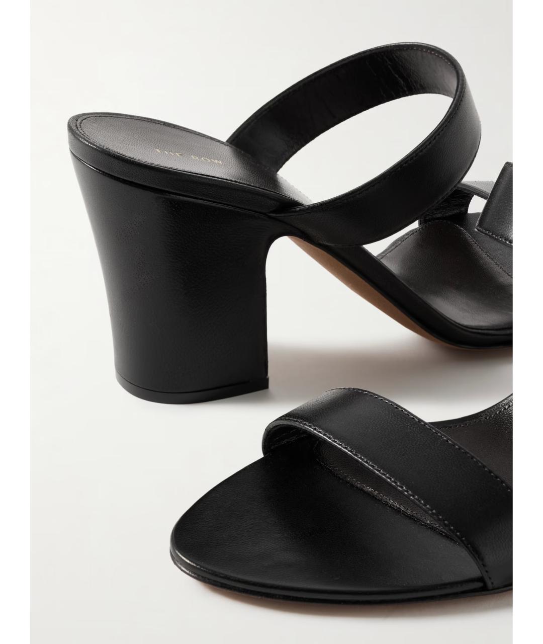 THE ROW Черные кожаные мюли, фото 4