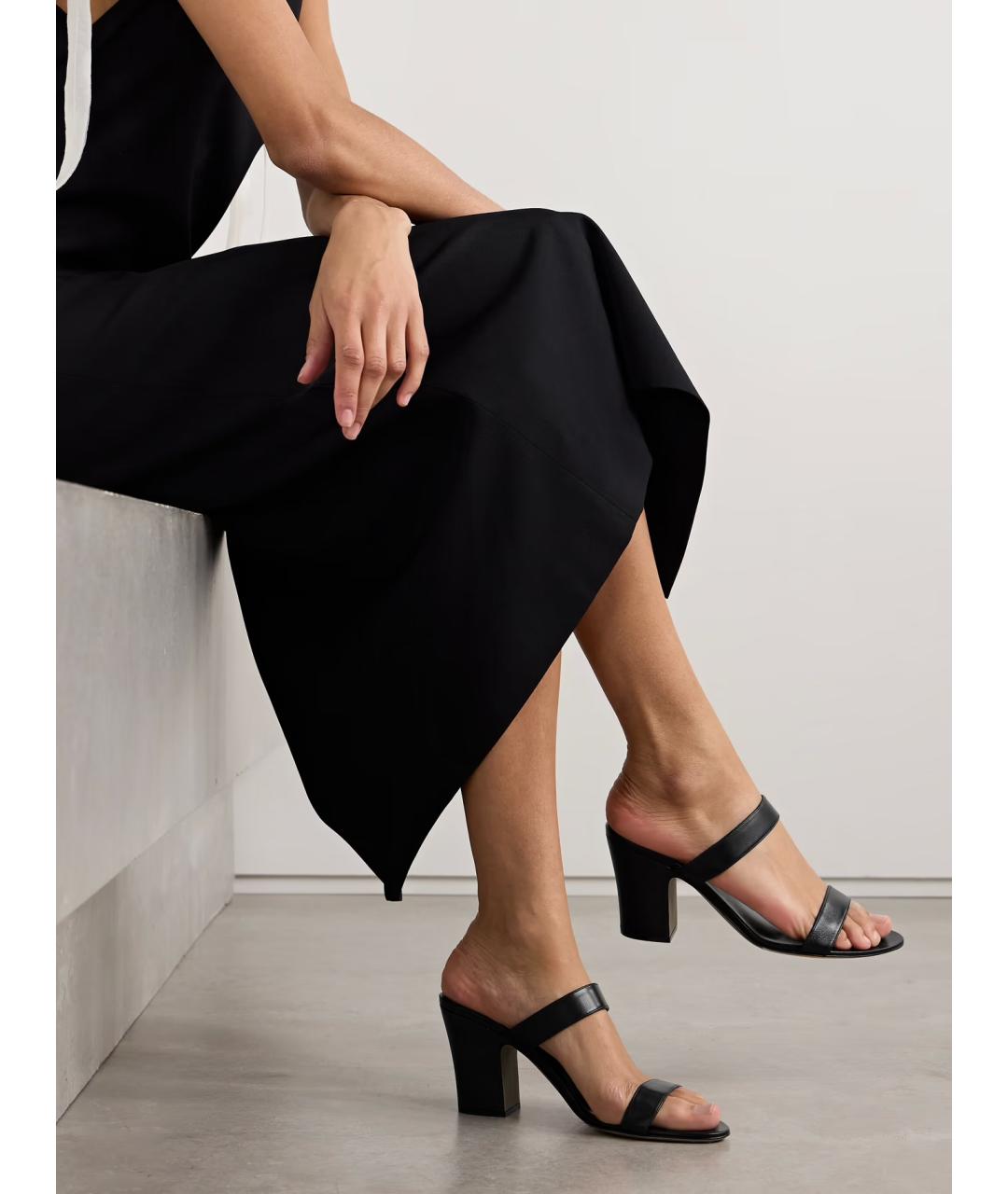 THE ROW Черные кожаные мюли, фото 2