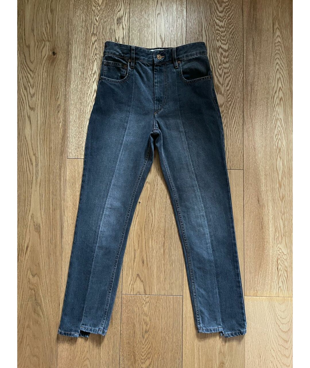 ISABEL MARANT ETOILE Антрацитовые хлопковые джинсы слим, фото 6