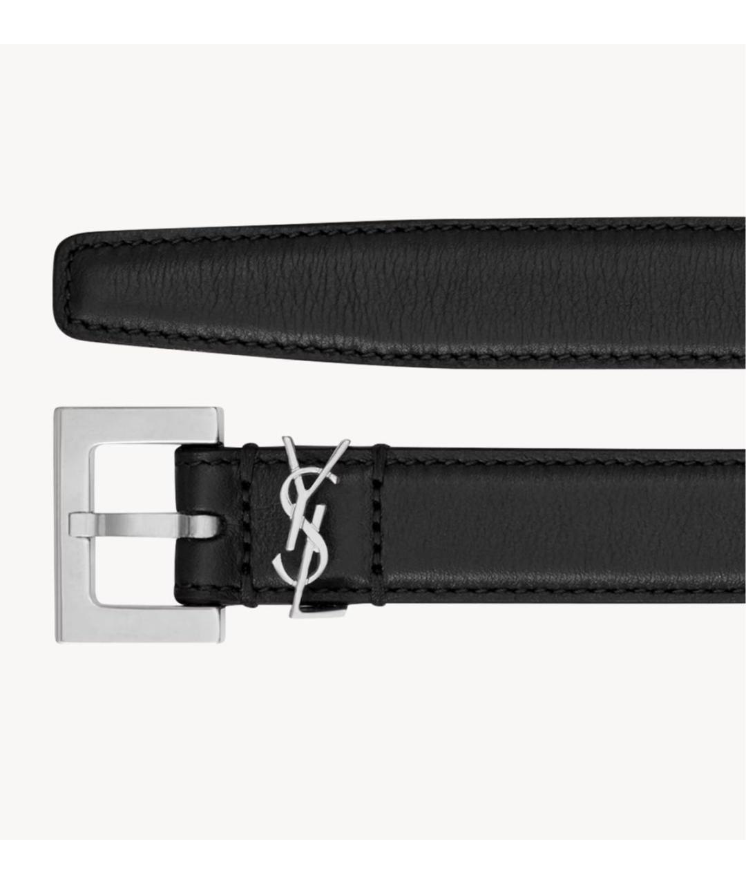 SAINT LAURENT Черный кожаный ремень, фото 2