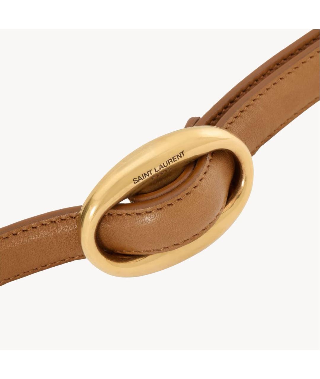 SAINT LAURENT Коричневый кожаный ремень, фото 3