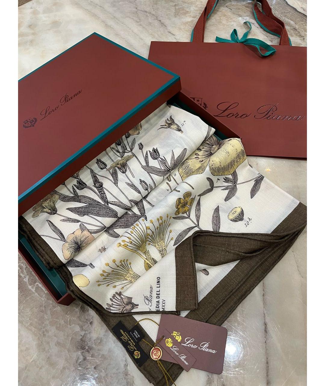 LORO PIANA Бежевый кашемировый платок, фото 6