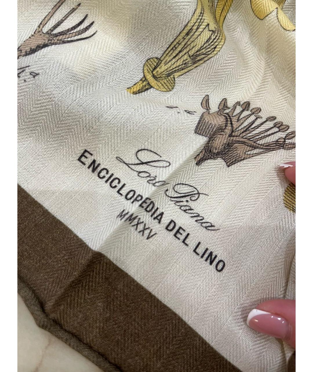 LORO PIANA Бежевый кашемировый платок, фото 8