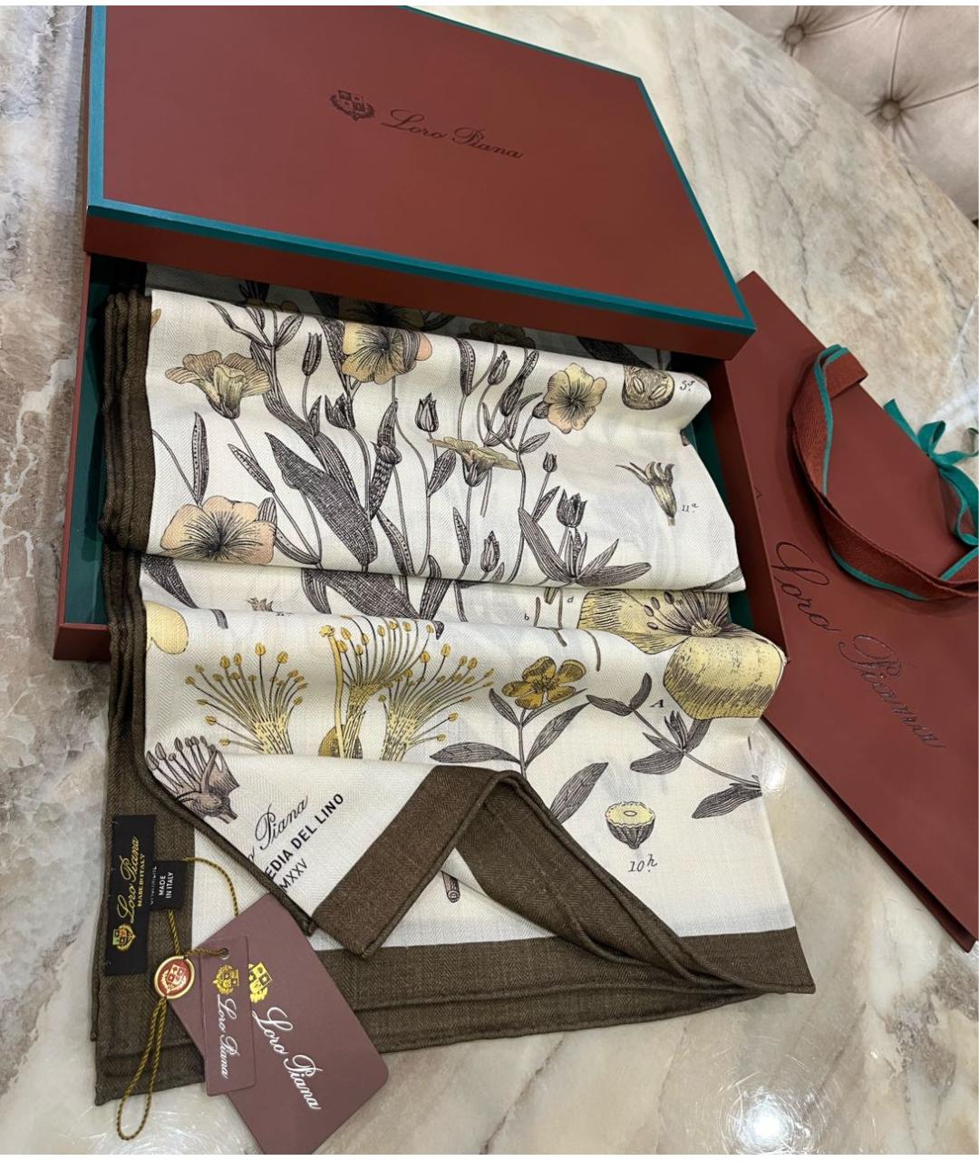 LORO PIANA Бежевый кашемировый платок, фото 2