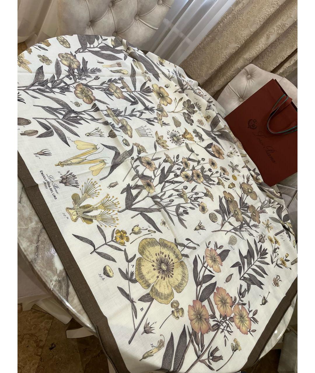 LORO PIANA Бежевый кашемировый платок, фото 7