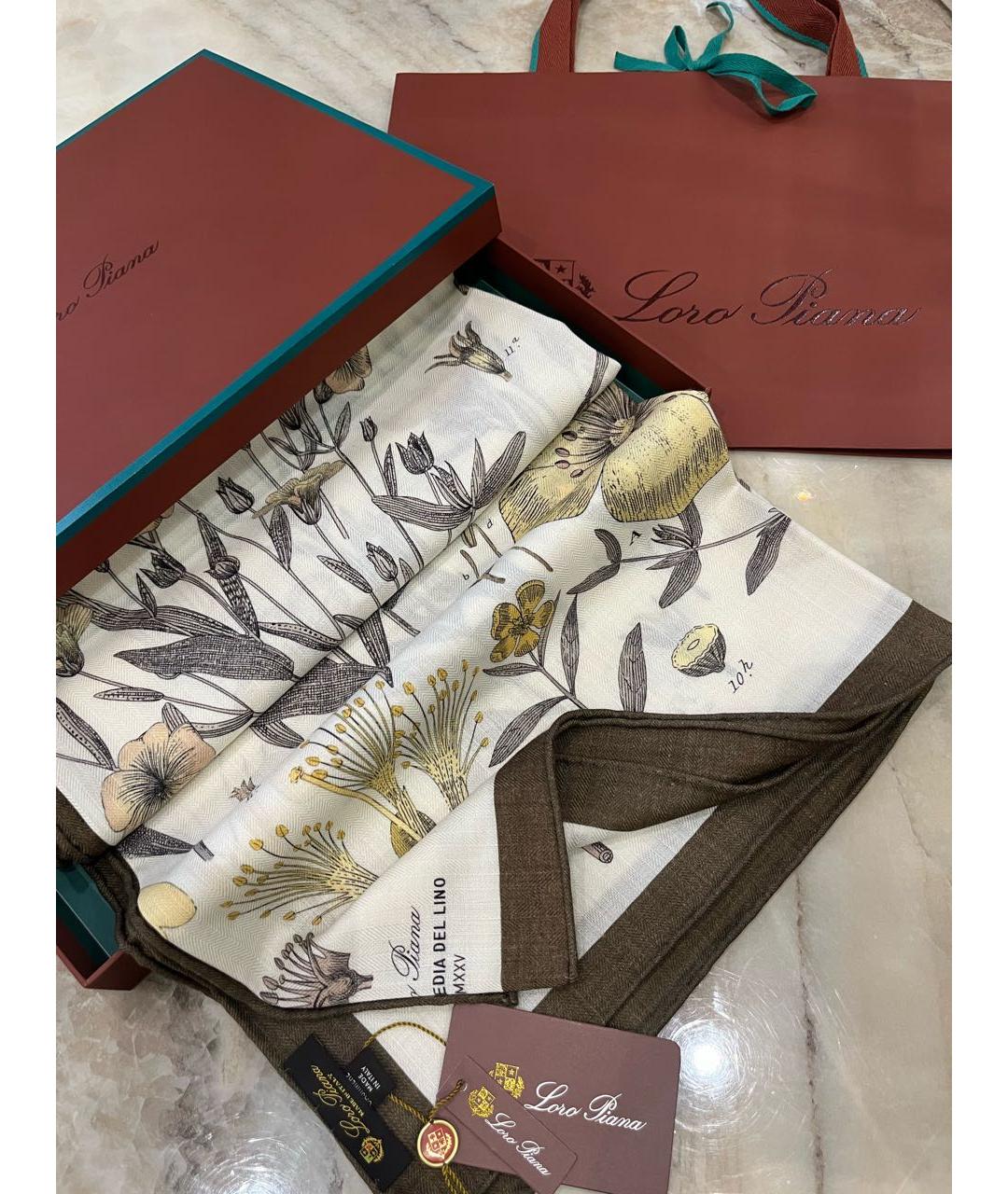 LORO PIANA Бежевый кашемировый платок, фото 3