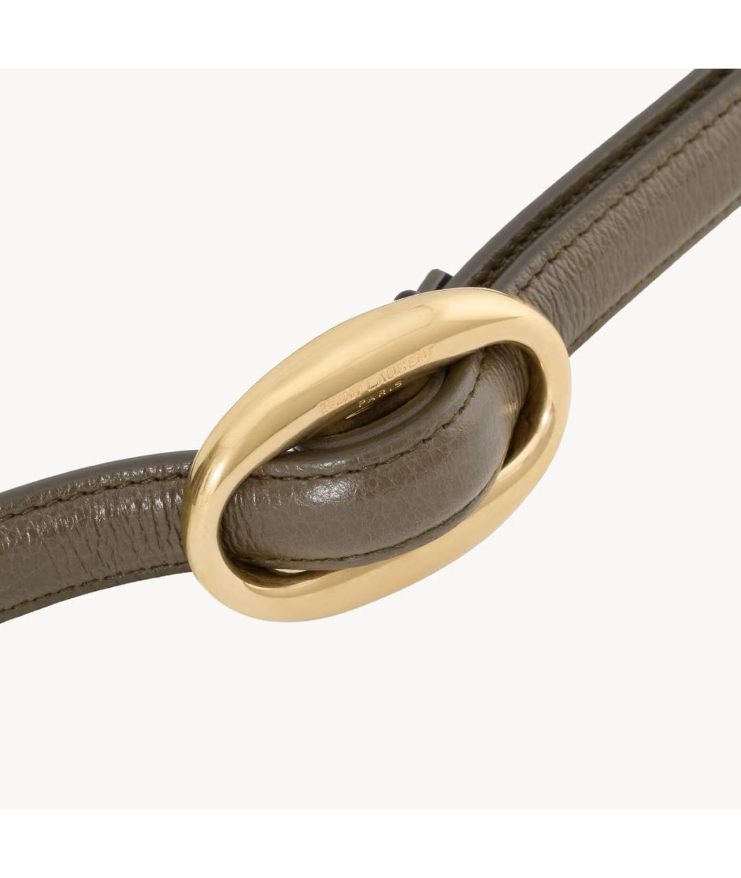 SAINT LAURENT Хаки кожаный ремень, фото 3