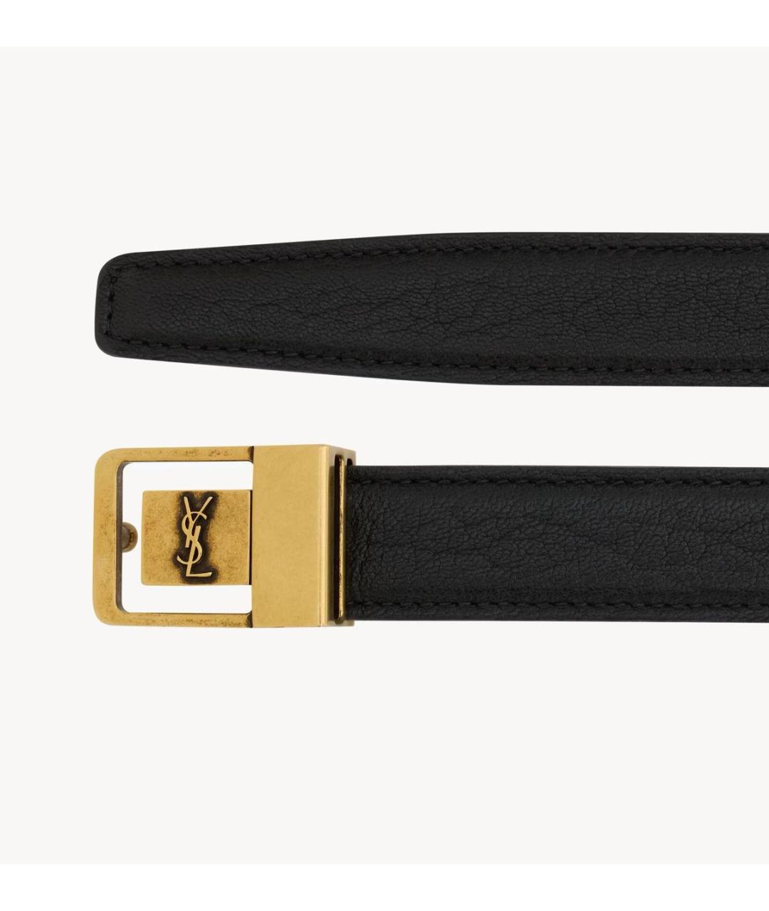 SAINT LAURENT Черный кожаный ремень, фото 2