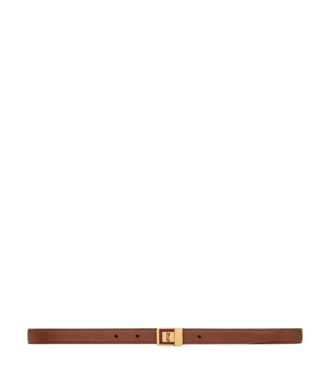 SAINT LAURENT Коричневый кожаный ремень, фото 1