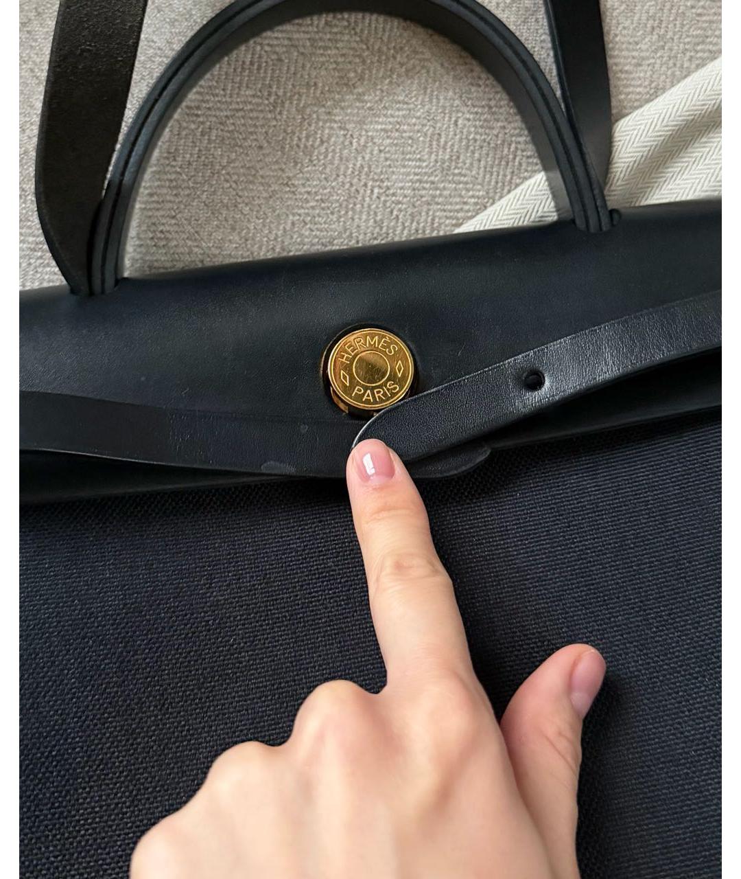 HERMES Черная тканевая сумка через плечо, фото 7