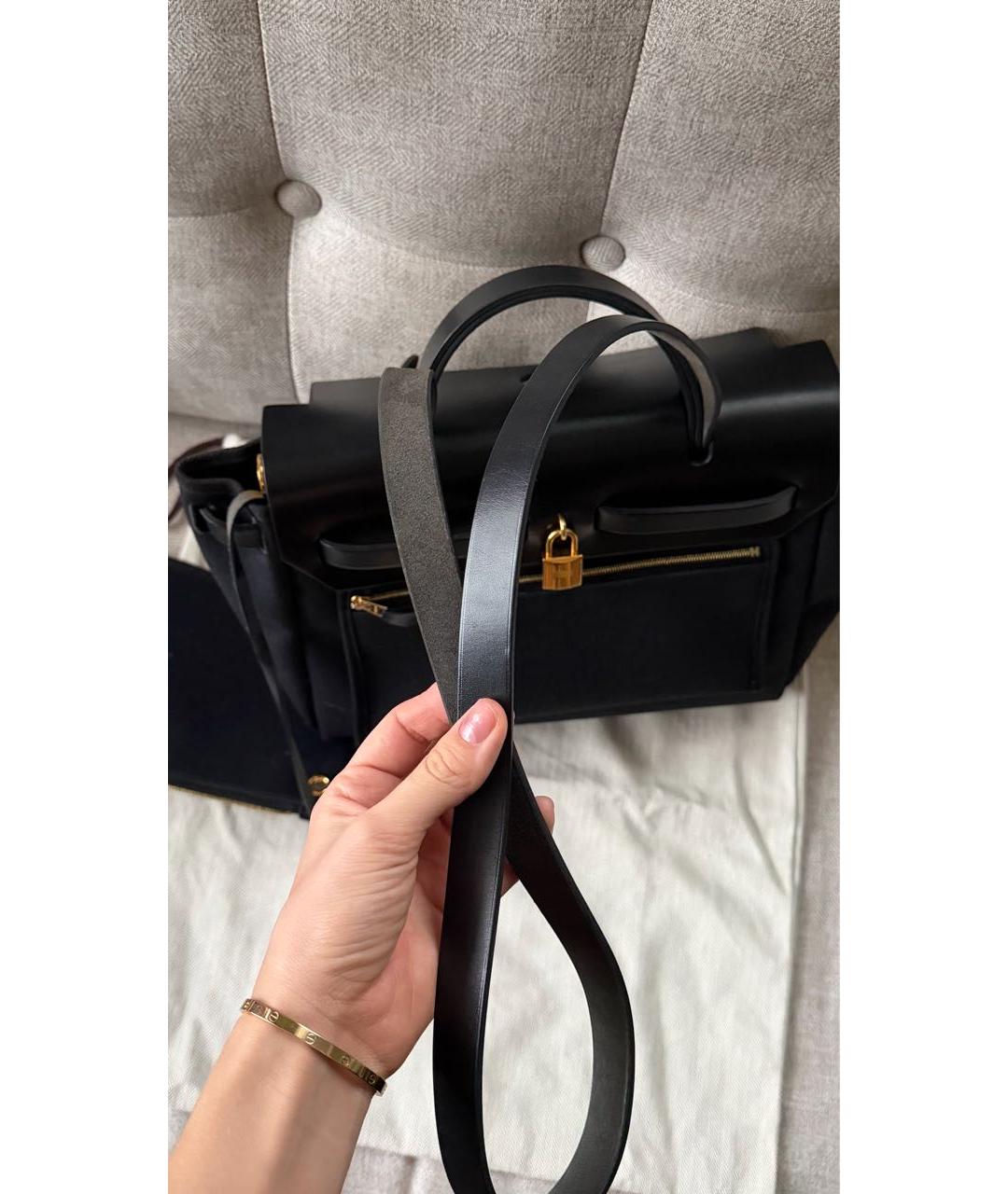 HERMES Черная тканевая сумка через плечо, фото 3