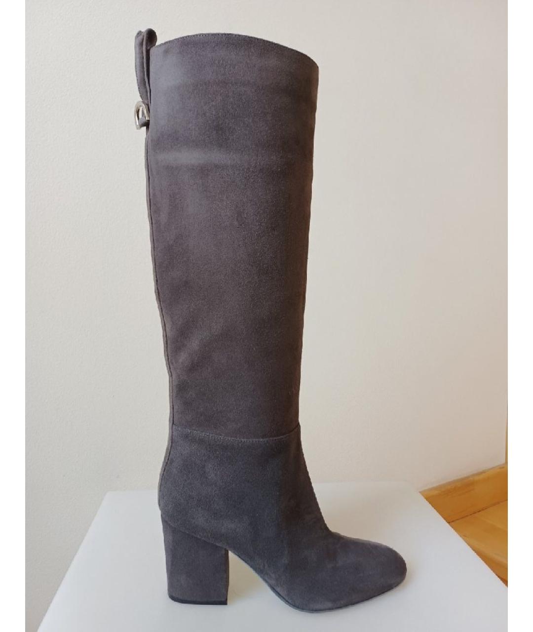 SERGIO ROSSI Антрацитовые замшевые сапоги, фото 8