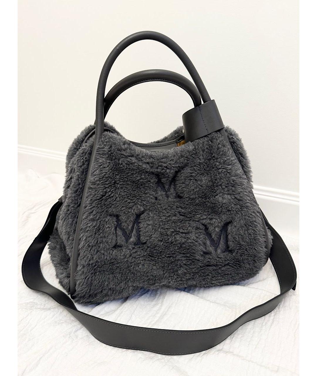 MAX MARA Антрацитовая шерстяная сумка с короткими ручками, фото 4