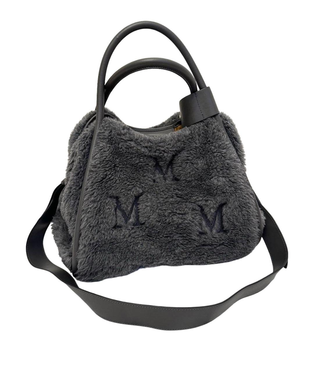 MAX MARA Антрацитовая шерстяная сумка с короткими ручками, фото 1