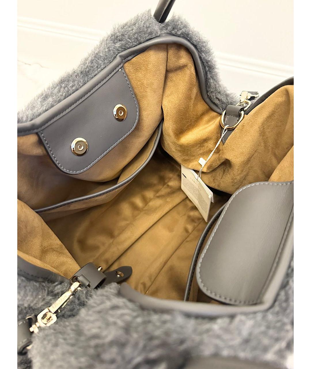 MAX MARA Антрацитовая шерстяная сумка с короткими ручками, фото 2