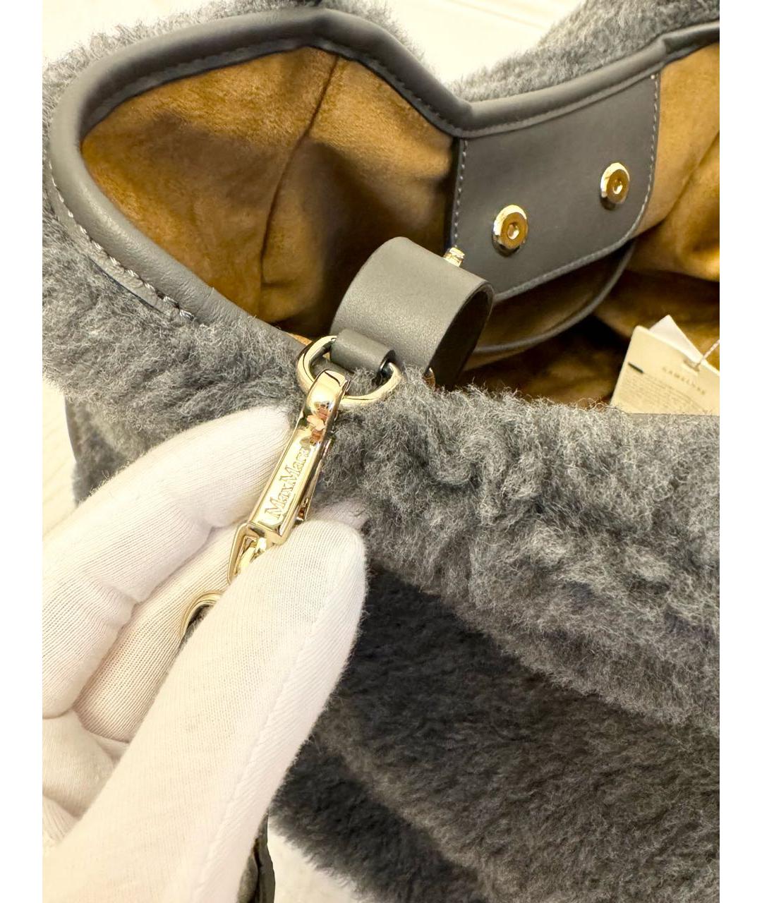 MAX MARA Антрацитовая шерстяная сумка с короткими ручками, фото 3