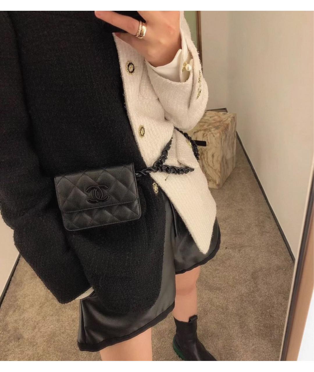 CHANEL Черная кожаная поясная сумка, фото 4