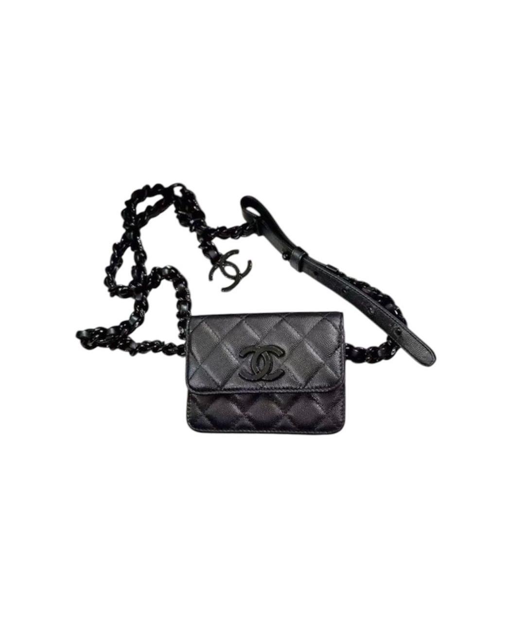 CHANEL Черная кожаная поясная сумка, фото 1