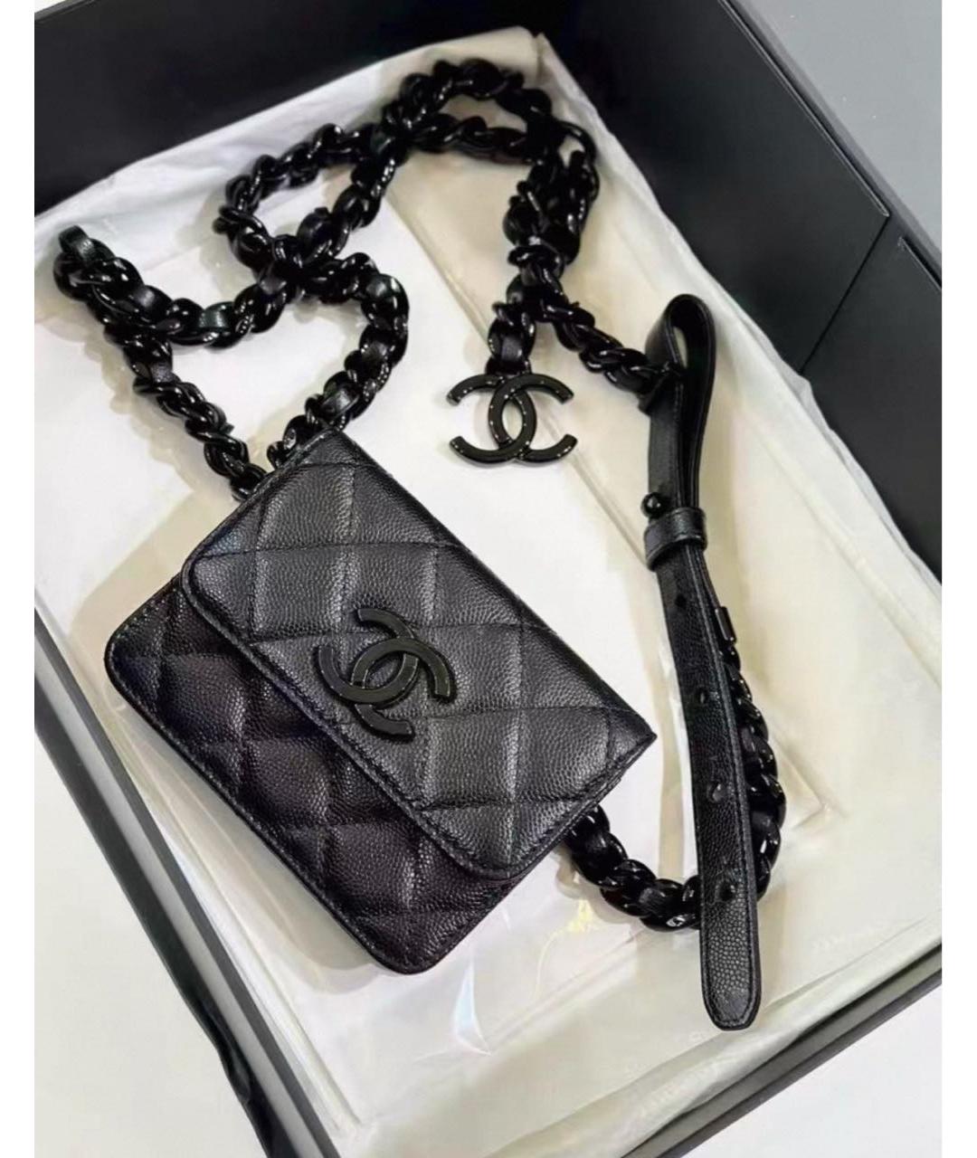 CHANEL Черная кожаная поясная сумка, фото 2