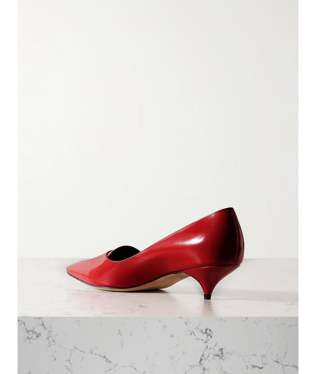 THE ROW Красные кожаные лодочки на низком каблуке, фото 4