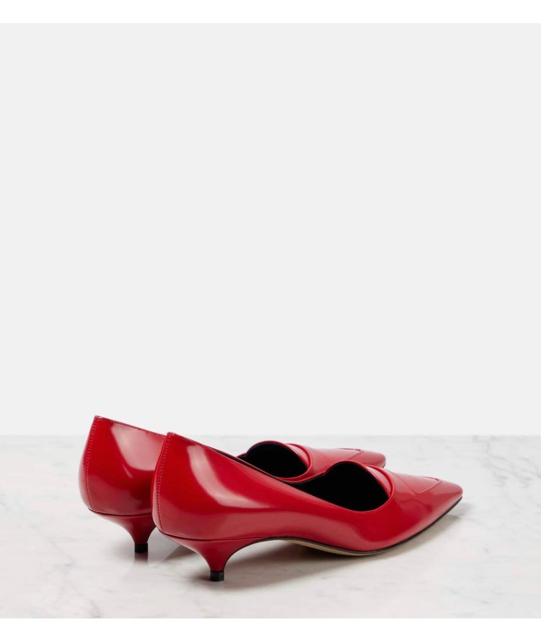THE ROW Красные кожаные лодочки на низком каблуке, фото 8