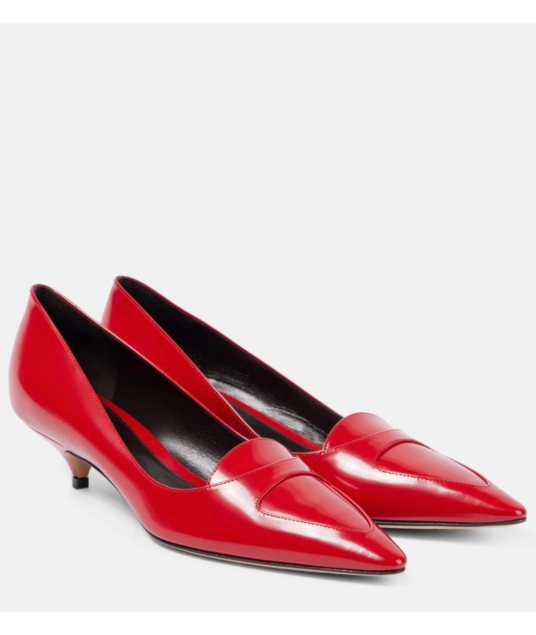 THE ROW Красные кожаные лодочки на низком каблуке, фото 6