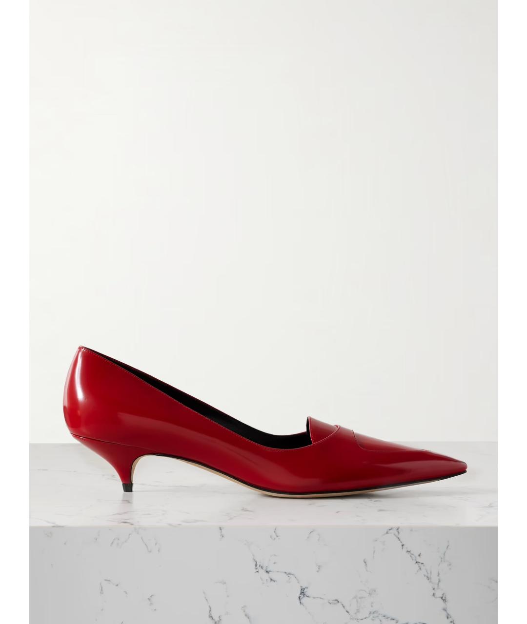 THE ROW Красные кожаные лодочки на низком каблуке, фото 5