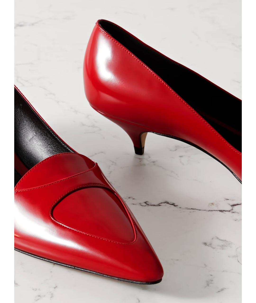 THE ROW Красные кожаные лодочки на низком каблуке, фото 3