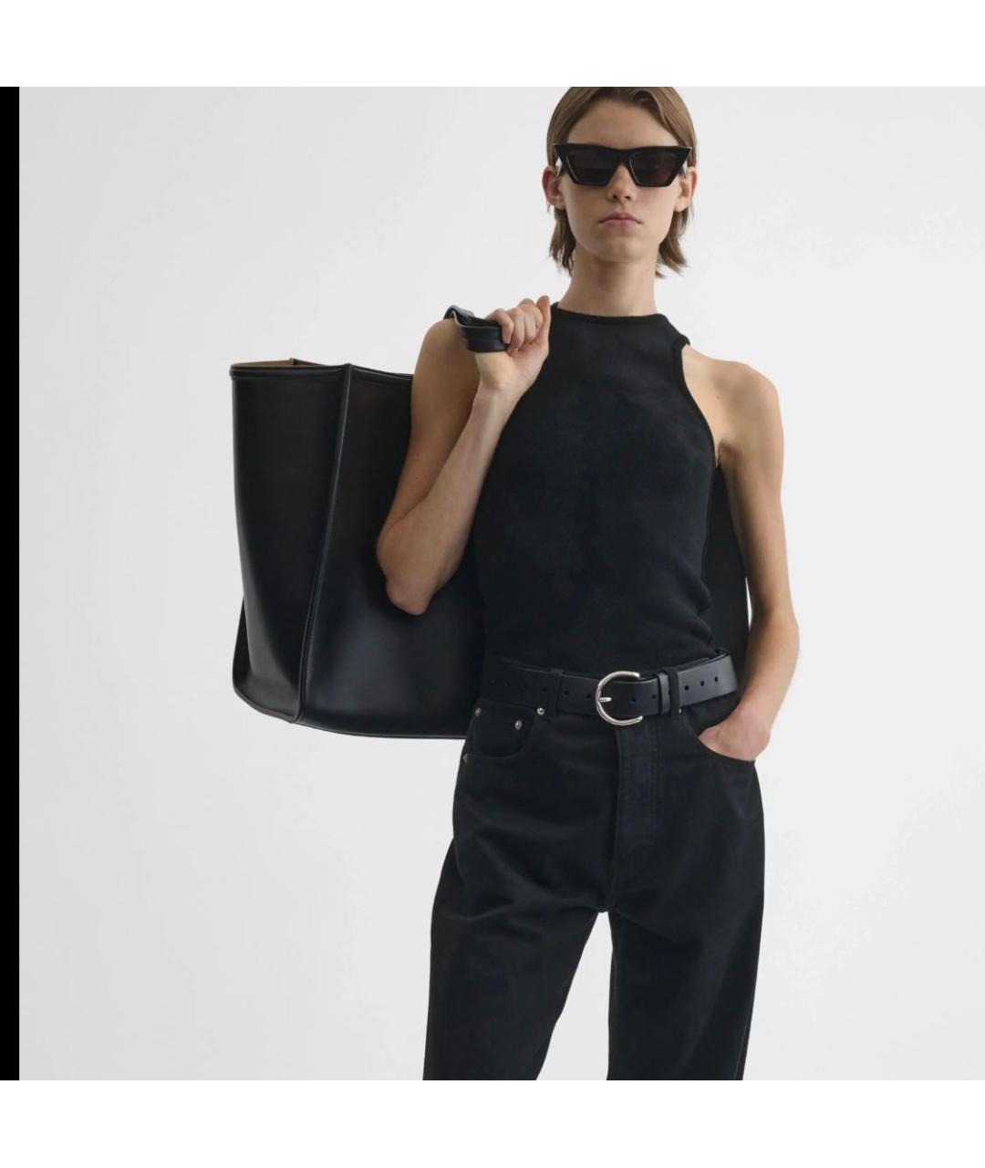 PHOEBE PHILO Черная кожаная сумка тоут, фото 5