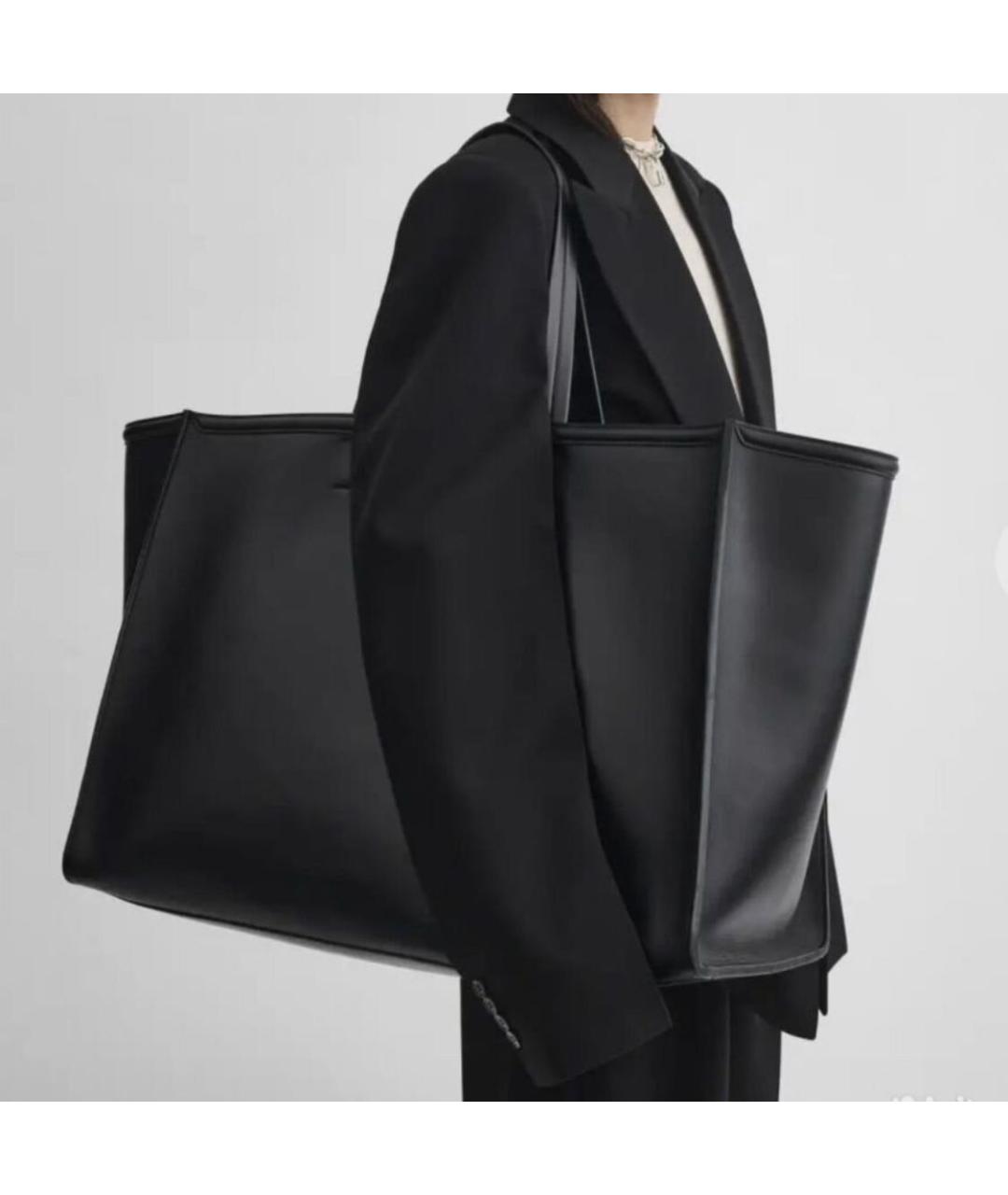 PHOEBE PHILO Черная кожаная сумка тоут, фото 2