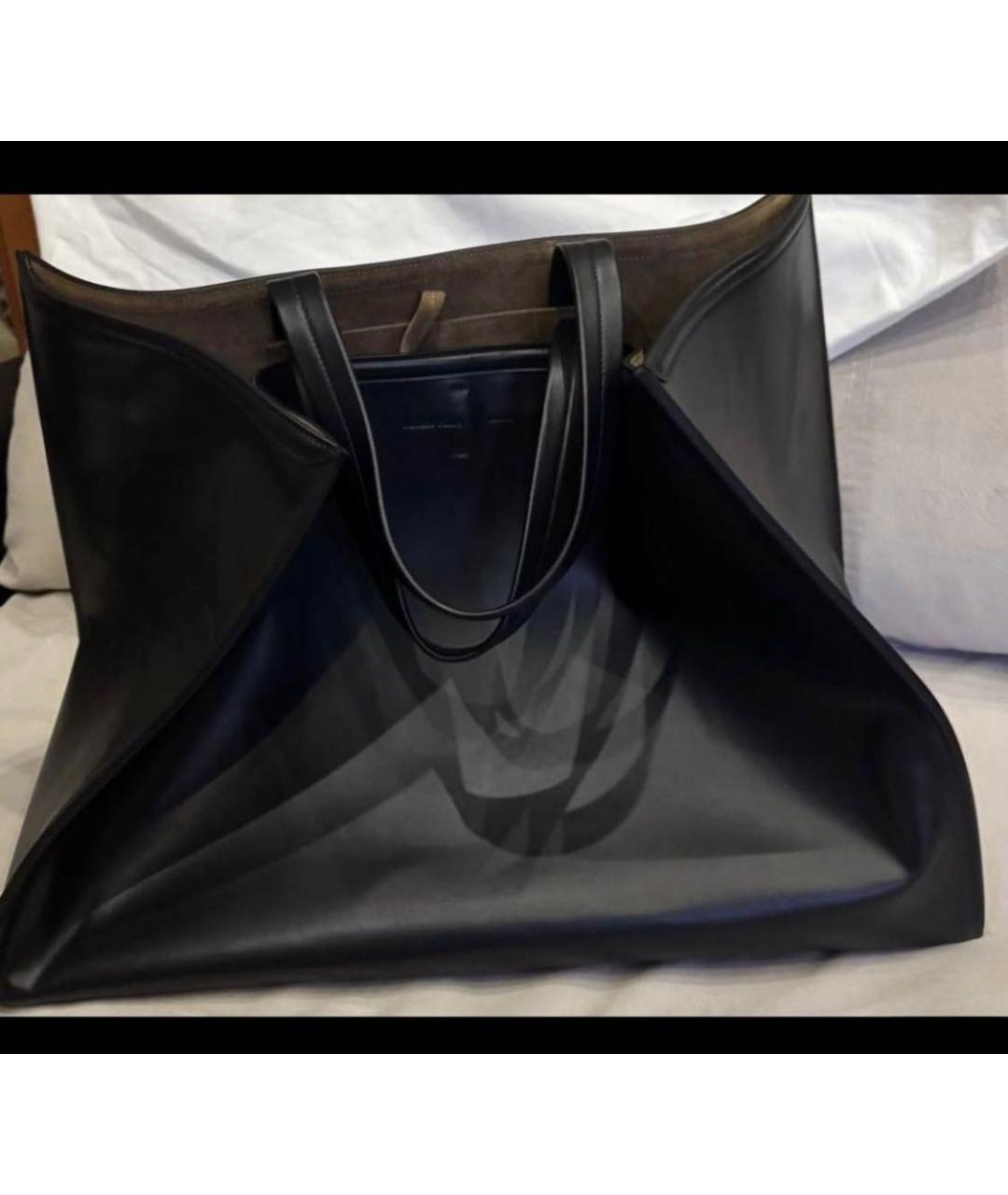 PHOEBE PHILO Черная кожаная сумка тоут, фото 4