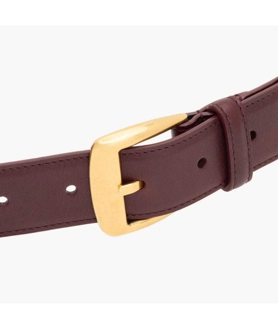 SAINT LAURENT Бордовый кожаный ремень, фото 3
