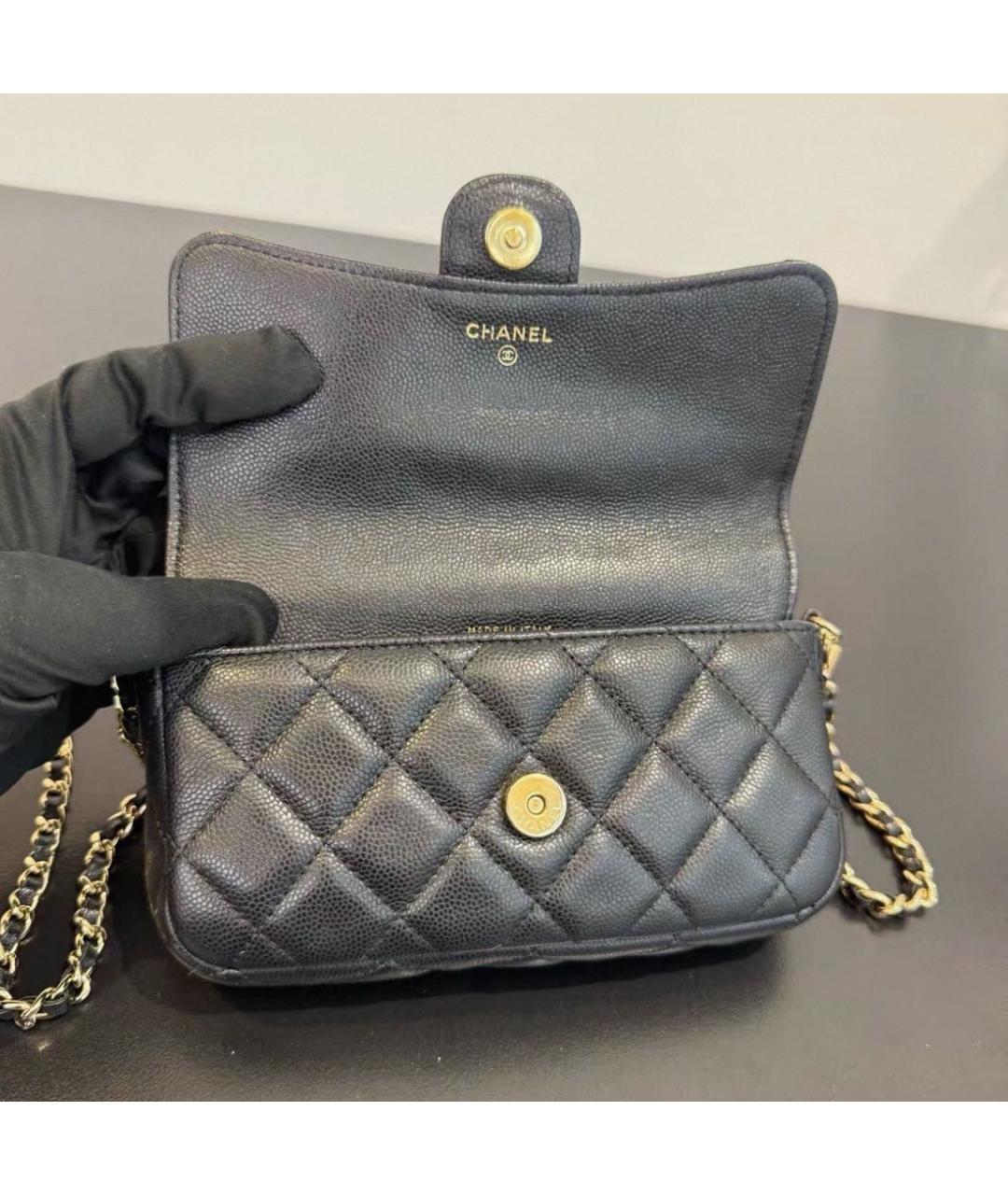 CHANEL Черная кожаная сумка через плечо, фото 4