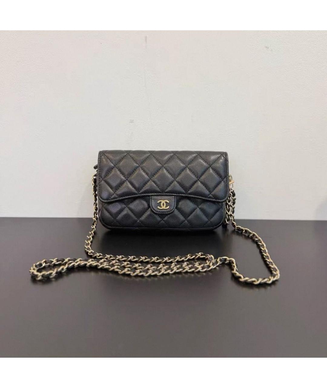 CHANEL Черная кожаная сумка через плечо, фото 2