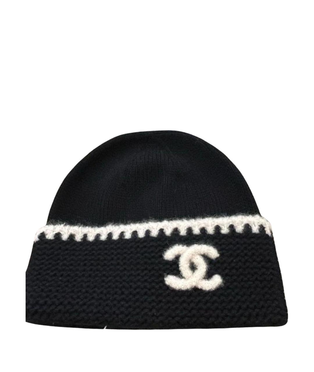 CHANEL Черная шерстяная шапка, фото 1