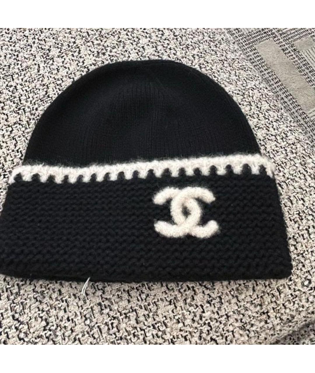 CHANEL Черная шерстяная шапка, фото 3