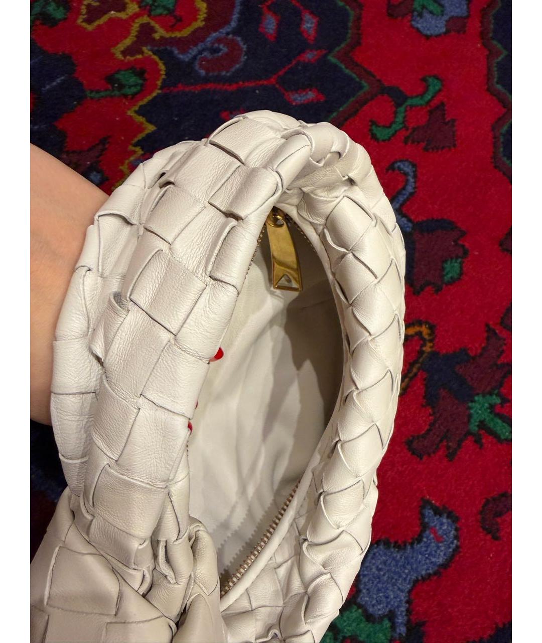 BOTTEGA VENETA Белая кожаная сумка с короткими ручками, фото 4