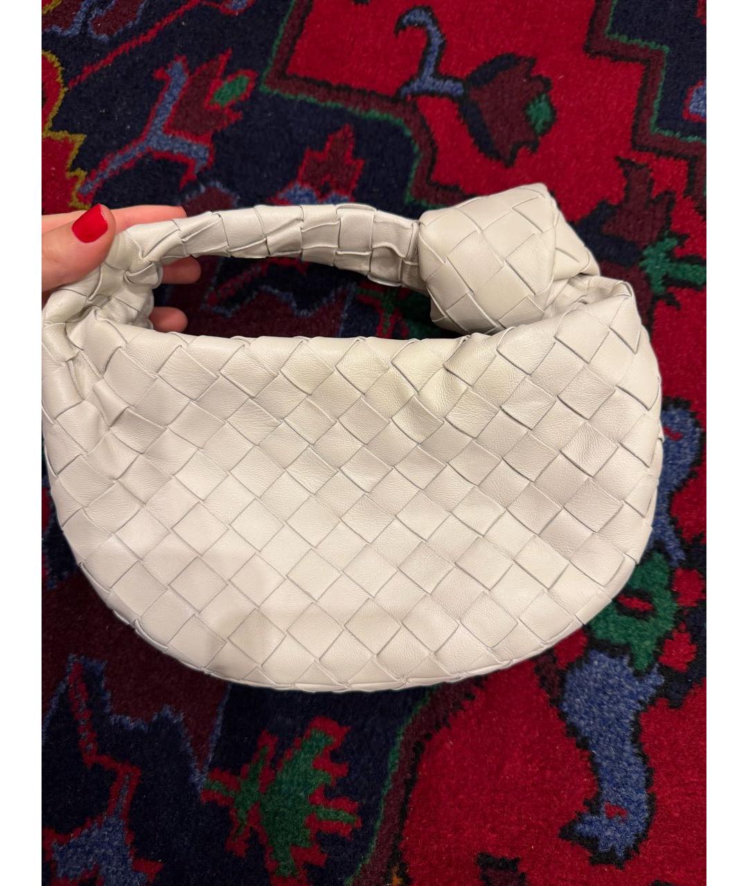 BOTTEGA VENETA Белая кожаная сумка с короткими ручками, фото 2