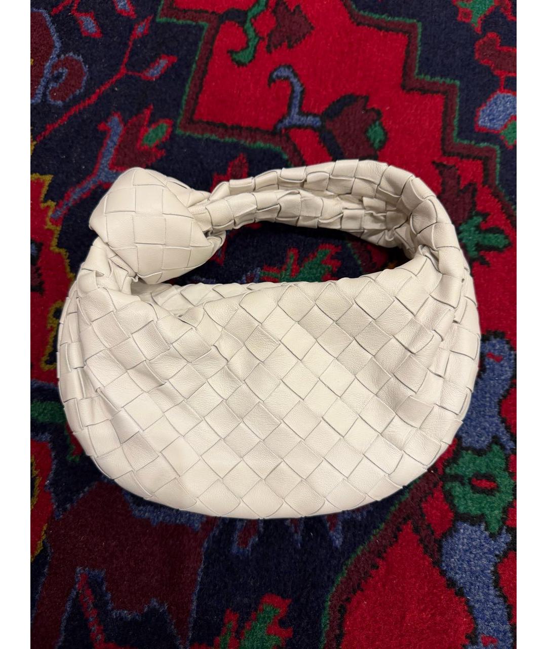 BOTTEGA VENETA Белая кожаная сумка с короткими ручками, фото 5