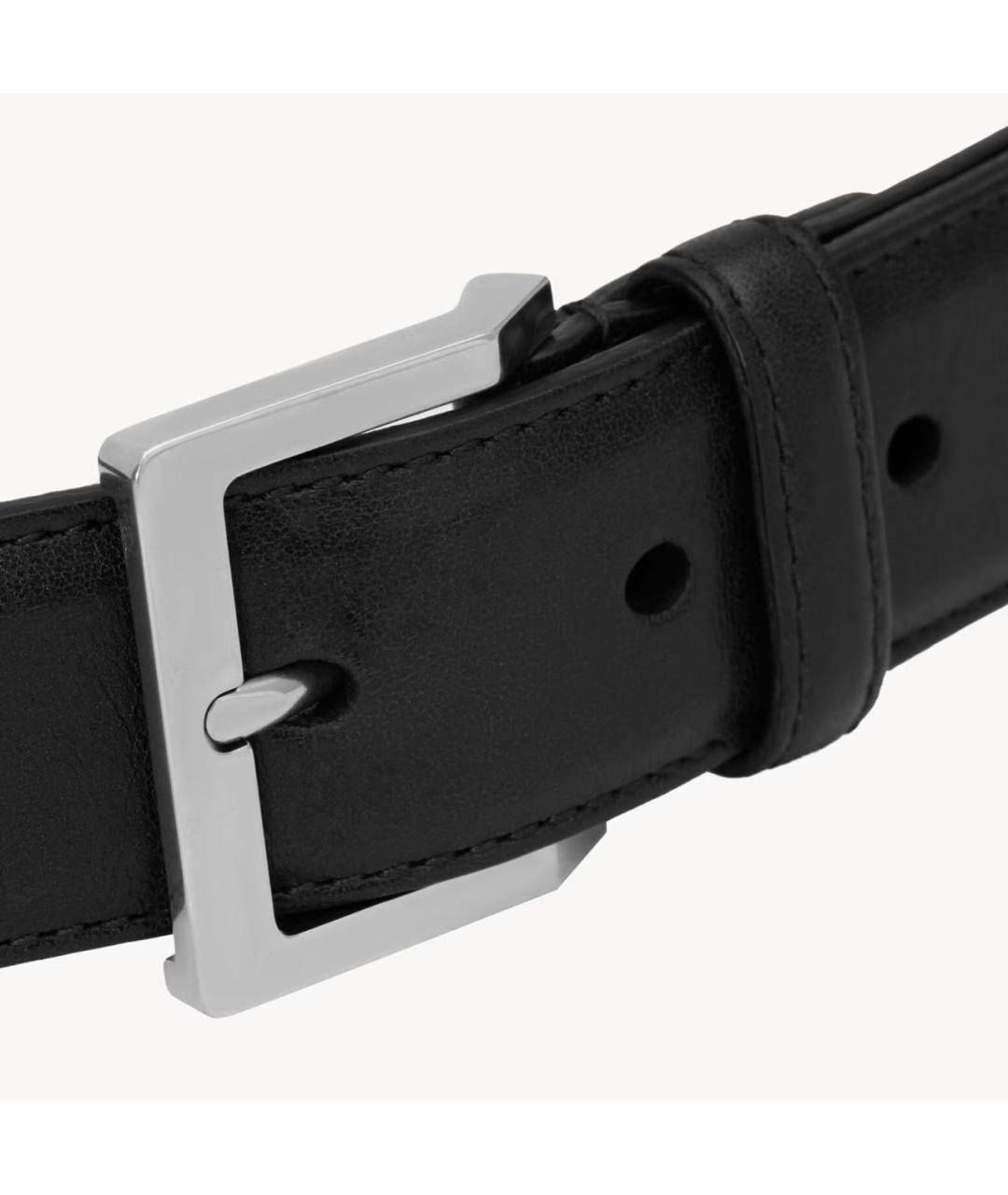 SAINT LAURENT Черный кожаный ремень, фото 3