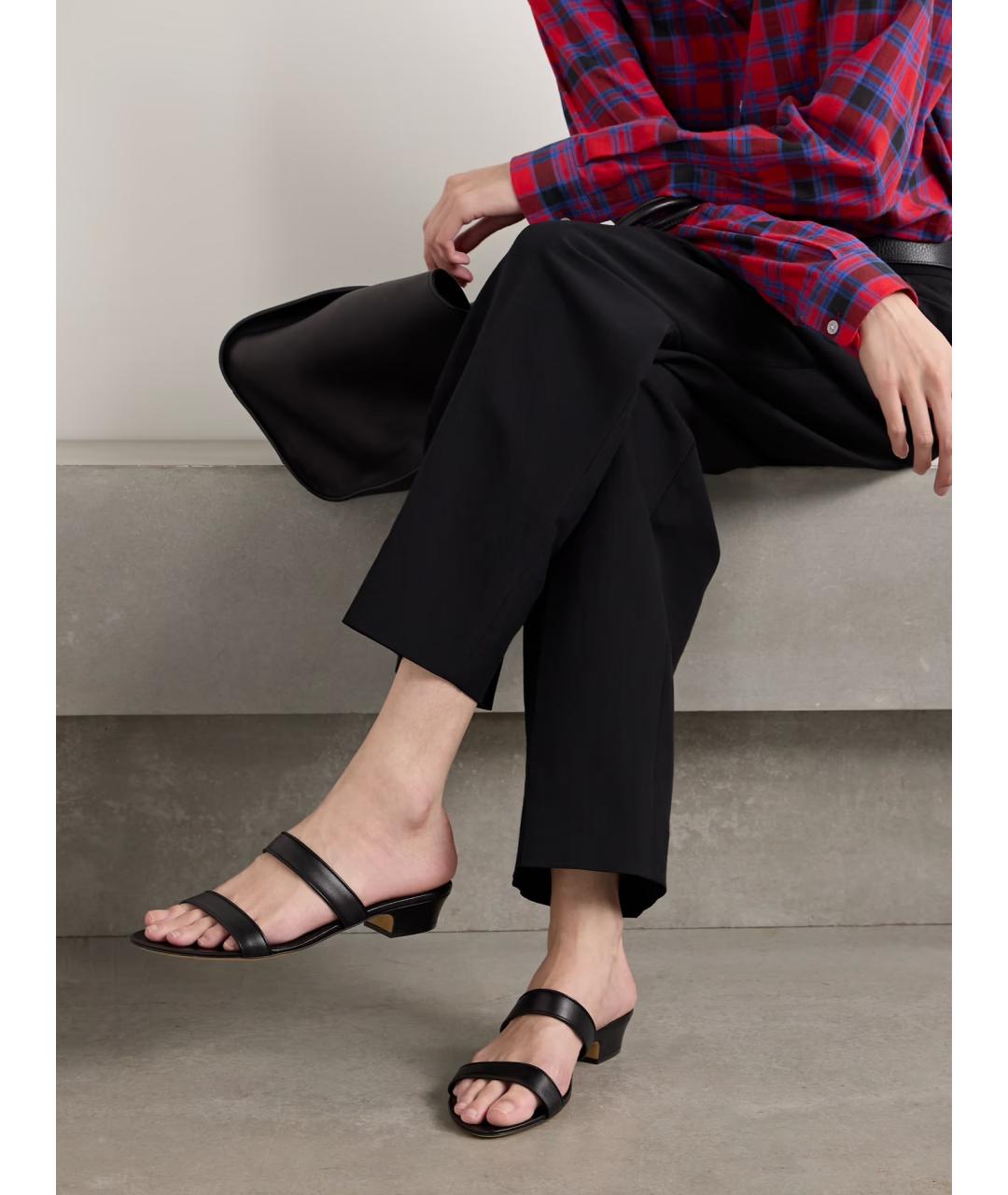 THE ROW Черные кожаные мюли, фото 2