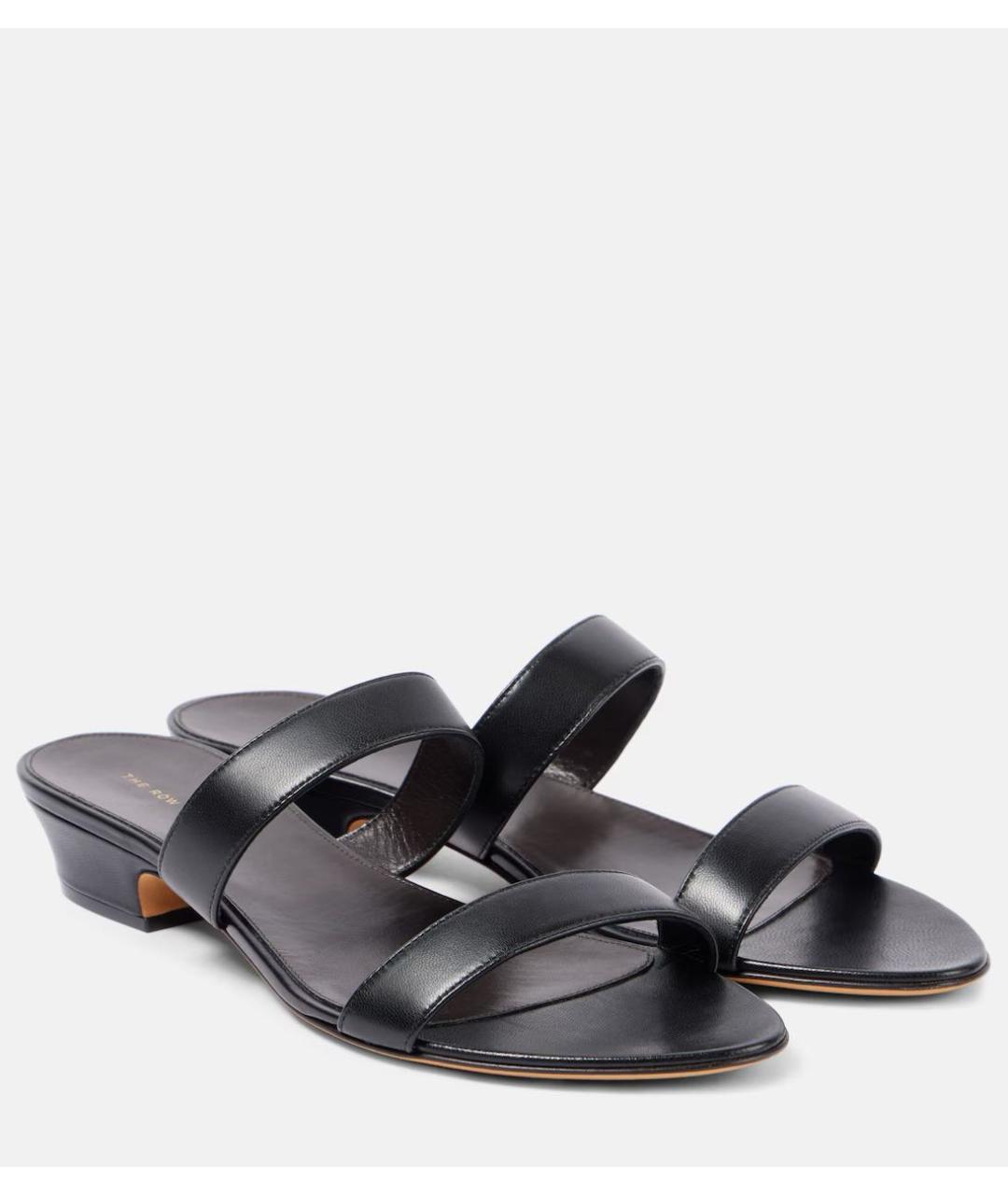 THE ROW Черные кожаные мюли, фото 7