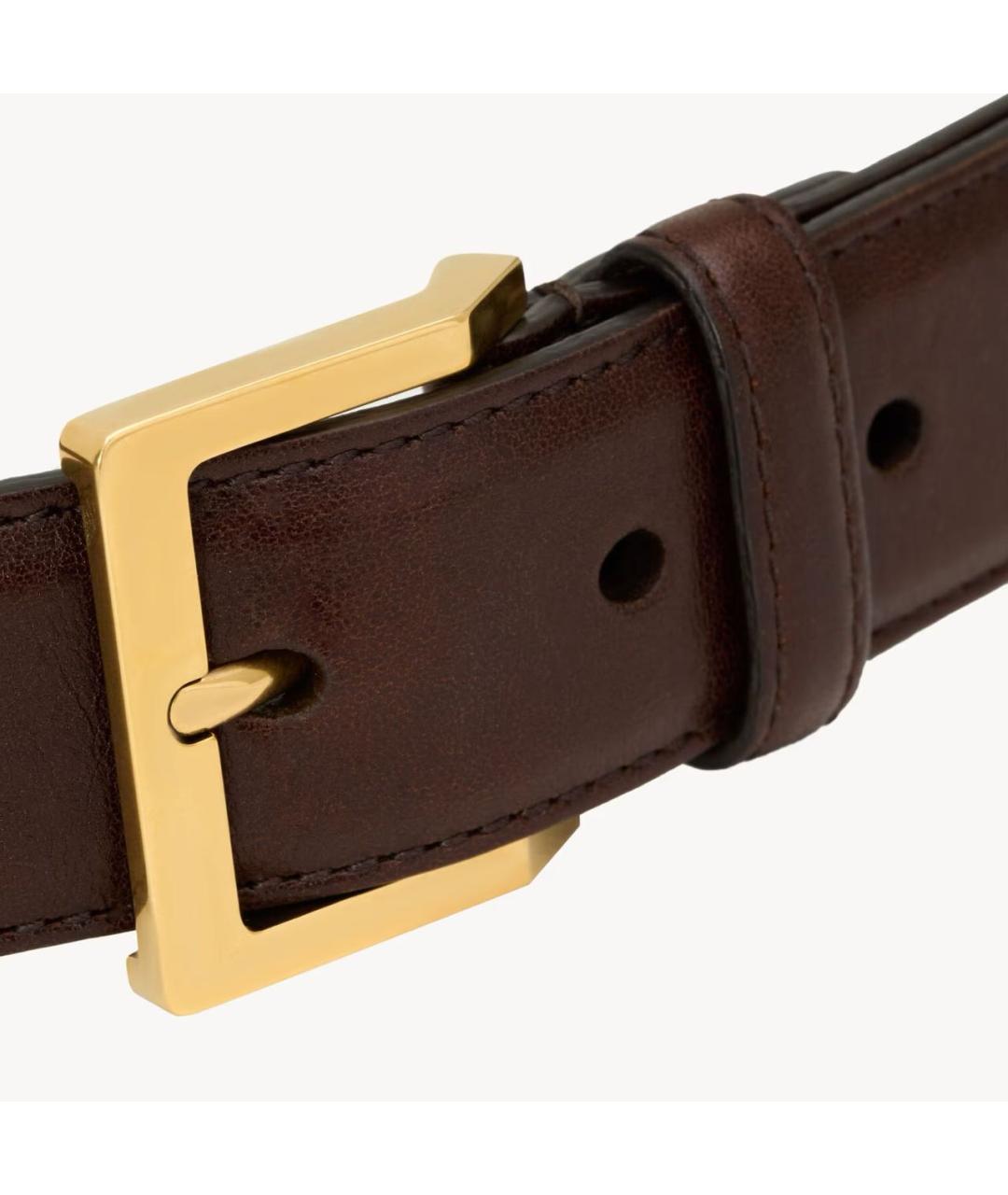 SAINT LAURENT Коричневый кожаный ремень, фото 3