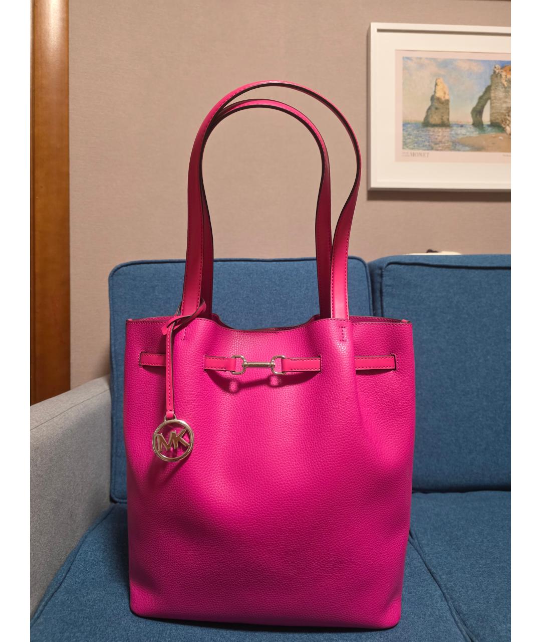 MICHAEL KORS Фуксия кожаная сумка тоут, фото 5