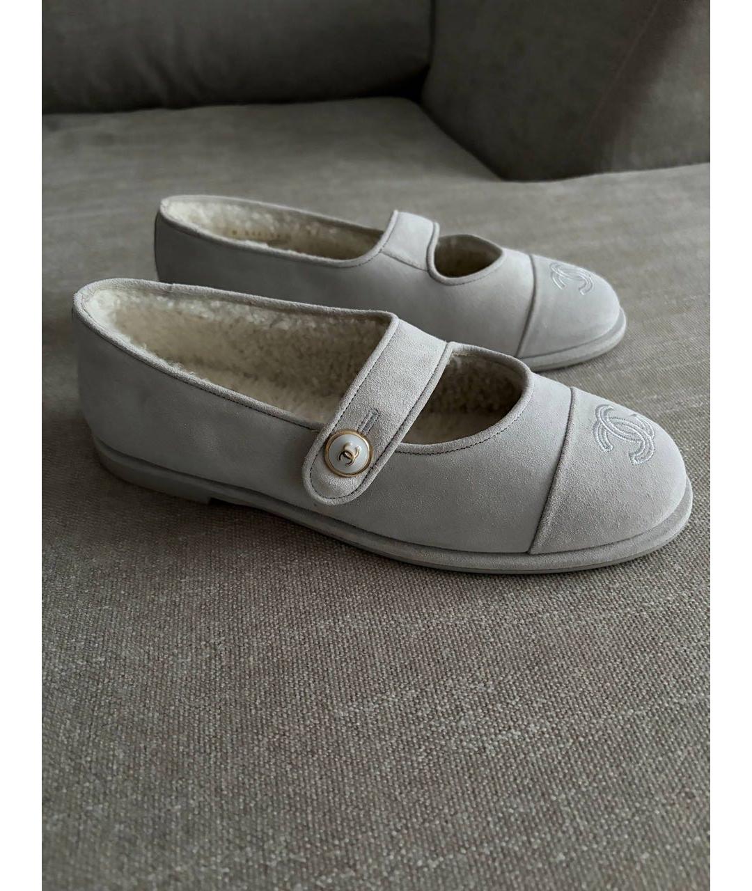 CHANEL Серые замшевые балетки, фото 3