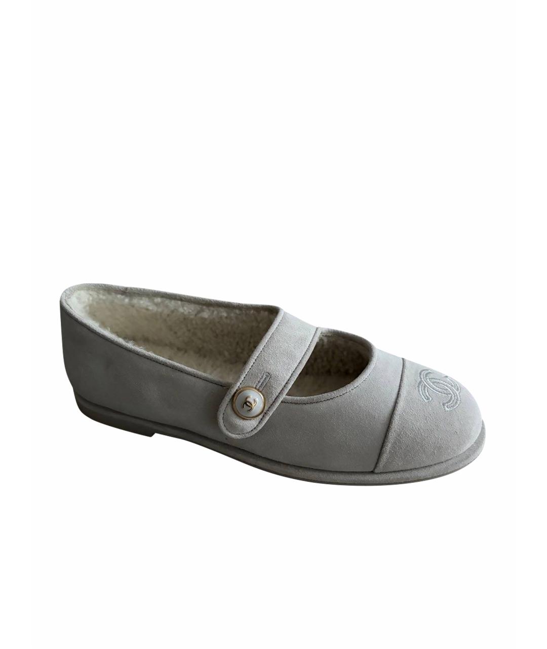 CHANEL Серые замшевые балетки, фото 1
