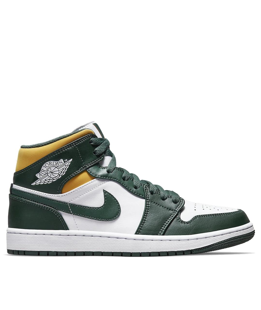JORDAN Зеленые кожаные высокие кроссовки / кеды, фото 1