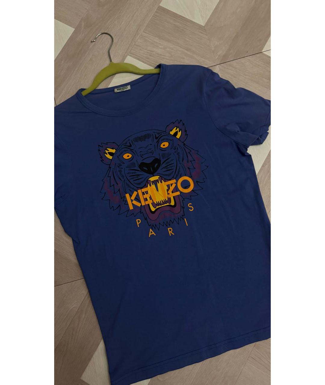 KENZO Темно-синяя хлопковая футболка, фото 4