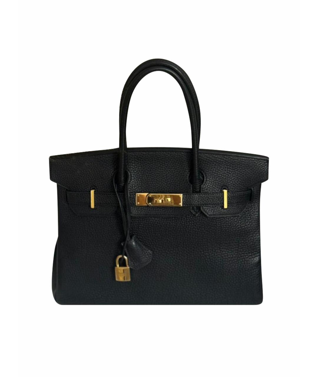 HERMES Черная кожаная сумка с короткими ручками, фото 1