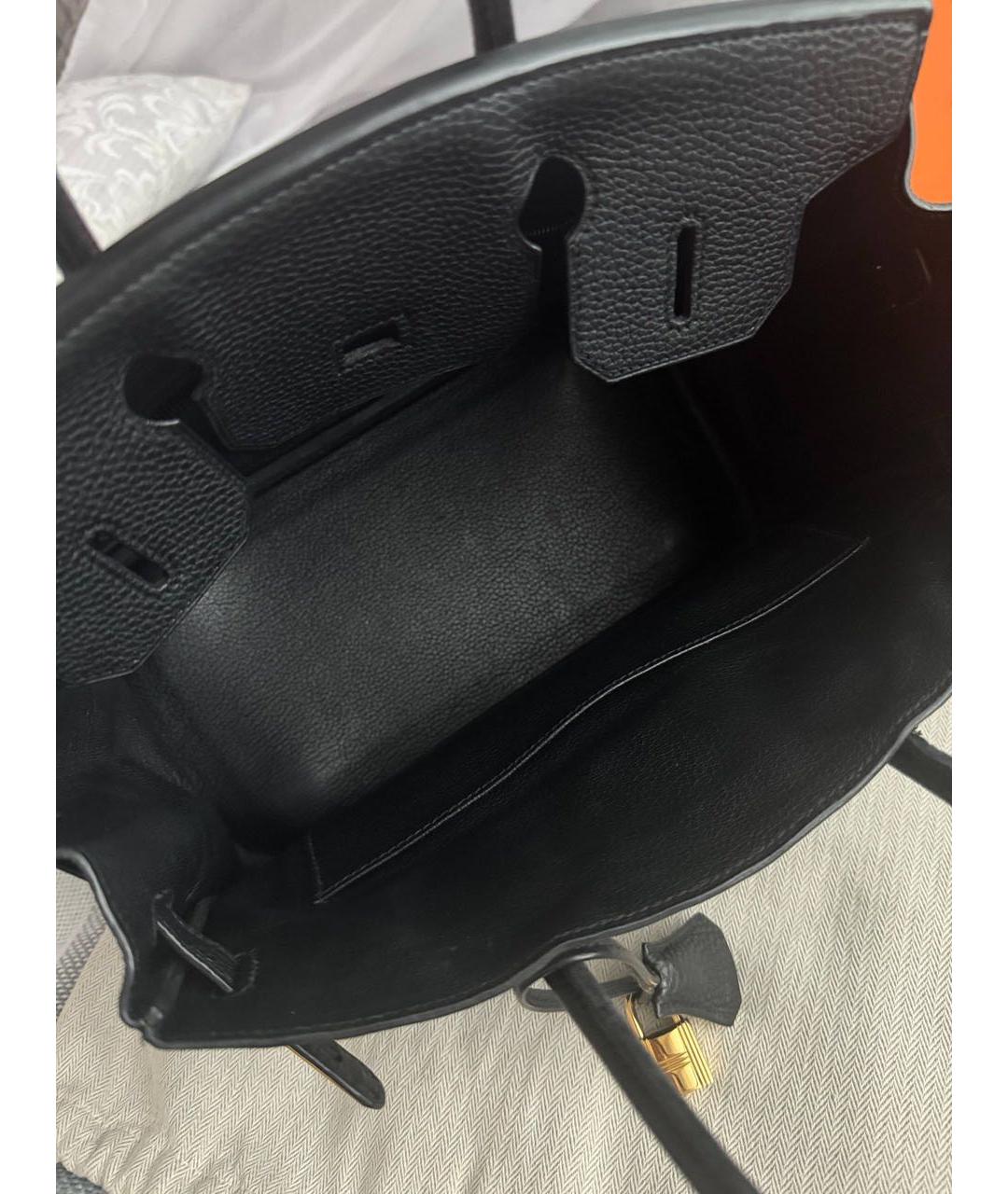 HERMES Черная кожаная сумка с короткими ручками, фото 6